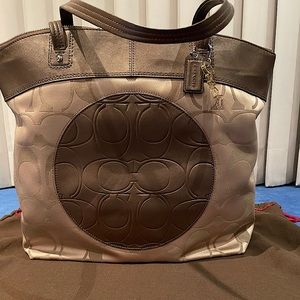 Leather/fabric Coach Zippered tote bag